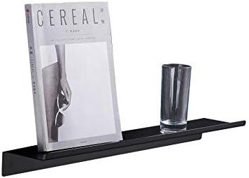 BGL Floating Shelf Black, Stainless Steel Floating Shelf Metal 15.7 Inches Wall Mount Bathroom Shelf for Organizer