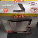 Glad Slim Trash Can with Clorox Odor Protection - Narrow Kitchen Garbage Bin with Soft Close Lid, Step On Foot Pedal and Waste Bag Roll Holder, Stainless Steel, 12 Gallon/45 Liter