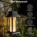 Solar Lantern Outdoor Waterproof ,Black Heavy Duty Metal Solar Powered Hanging or Table Lamp for Patio, Garden, Yard, Porch - Decorative Warm White Lights