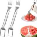 3 x 2Pcs Watermelon Fork Slicer Cutter, Stainless Steel 2-in-1 Watermelon Fork Slicer, Portable Watermelon Fork Watermelon Cutter Slicer Tool Fruit Forks Slicer for Home Party Camping Kitchen Gadget