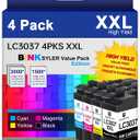 LC3037 Ink Cartridges 4-Pack BK/C/M/Y, Super High Yield Compatible for Brother LC3037 LC3037XXL LC3039 MFC-J6545DW Printer Ink