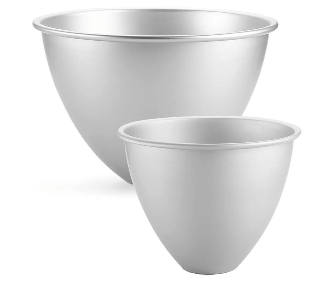 WUWEOT 2 Pack Doll Dress Cake Pan, 8" & 6" Princess Skirt Cake Mold, Non Stick Aluminum Semicircle Dessert Mold Baking Supplies for Home Party Banquet Sugarcraft Chocolate Decoration