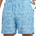 NORTHYARD Mens Swim Trunks 5" Beach Swim Shorts Quick Dry Bathing Suit with Mesh Liner Packable (Blue, M)