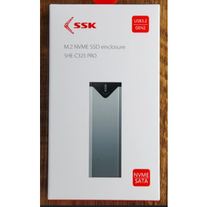 SSK M.2 NVME SATA SSD Enclosure Adapter, USB 3.2 Gen 2 (10 Gbps) to NVME PCI-E SATA M-Key/(B+M) Key Solid State Drive External Enclosure Aluminum Support UASP Trim for SSDs 2242/2260/2280