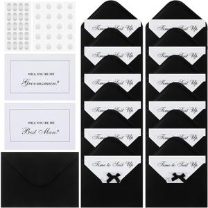 Sets of 12 Groomsman Proposal Card 8 Will You Be My Groomsmen Cards 4 Will You Be My Best Man Suit up with Black Envelopes Wedding Proposal Invites for Best Man & Bridal Party