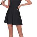 M MOTEEPI Athletic Workout Dress for Women Sleeveless Womens Golf Dress Tennis with Shorts and Pockets (Black, XXL)