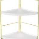 2-Tier Kitchen Spice Rack-Corner Bathroom Shelf- Triangle Standing Storage Rack for Bathroom, Living Room, Bedroom, Kitchen (Golden)