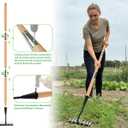 Iron Weeding Rake with Wooden Long Handle 2.0, 8 Teeth Weed Puller Tool Heavy Duty, Manual Gardenia Weed Rake Tool for Yard, Lawn and Garden, 56Inch