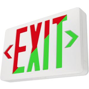 LFI Lights Universal LED Exit Sign, Selectable Red/Green LED, UL 924 Listed, Red LED, White, 120/277VAC Hardwired with Battery Backup, Wall, Ceiling or Side Mount, Optional Double Face and Knock Out Arrows LEDU