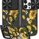 for iPhone 15 Pro Case with Slide Camera Cover, Sunflower Cases for iPhone 15 Pro with Ring Holder, Sunflowers Stylish Aesthetic Designer Slim Protective Cover for 15 Pro