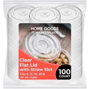 Clear Plastic Cup Lids, Fits 12, 16, 20 Ounce Cups  100 Count  Durable, Leak-Proof & Eco-Friendly | Perfect for Beverages, Iced Coffee, Smoothies & More, (cups not included)