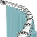 Zenna Home Curved Shower Curtain Rod, No Drill, 50-72 Inch Adjustable Tension Shower Rod for Bathroom, Rustproof, 1-Inch Diameter, Non Slip, Easy Install, Adds Space in Shower, Satin Nickel