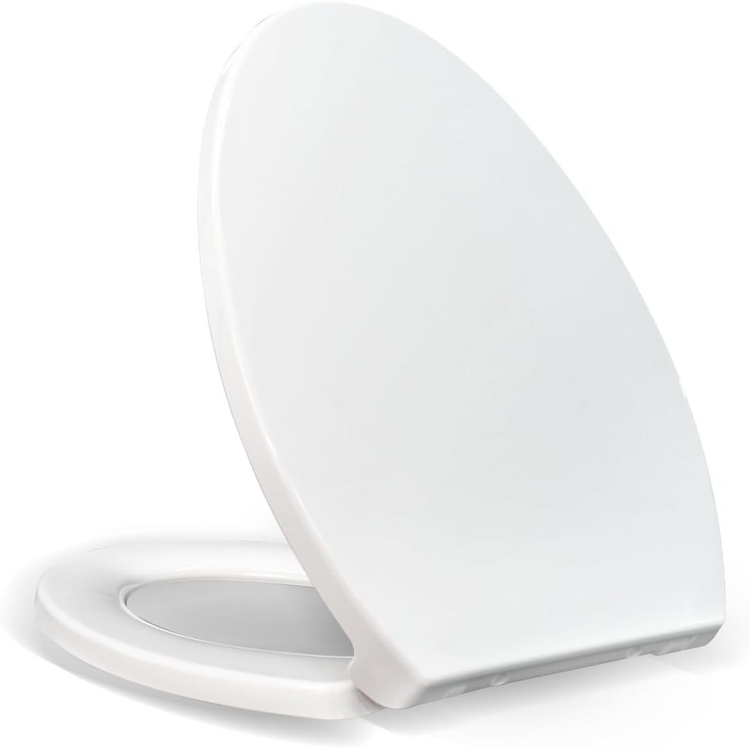 KHE Elongated Toilet Seat 18.5 Inch, Soft Close, White