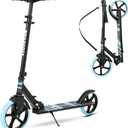 Foldable Kick Scooter for Kids, Teens, Adults, 8" Wheels Lightweight for Ages 8+ or Light Up 3 Wheels for Ages 3-12, Adjustable Handlebar, Commute, for Fun, Gift for Boys & Girls (Striped Blue)