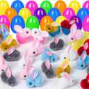 HIKISS 12 Pack Easter Eggs Filled Plush Bunny Toys, Mini Colorful Bunny Egg Fillers for Kids Toddler Boys Girls Easter Egg Hunt Classroom Prize Supplies Basket Stuffers Easter Party Favors