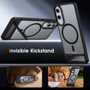 2 x Magnetic for Samsung Galaxy S25 Edge Case,[Fits for Magsafe][Anti-Slip Edge][Matte Translucent][2 Stand Ways] with Invisible Stand Shockproof Phone Case for Galaxy S25 Edge 6.7'' Black