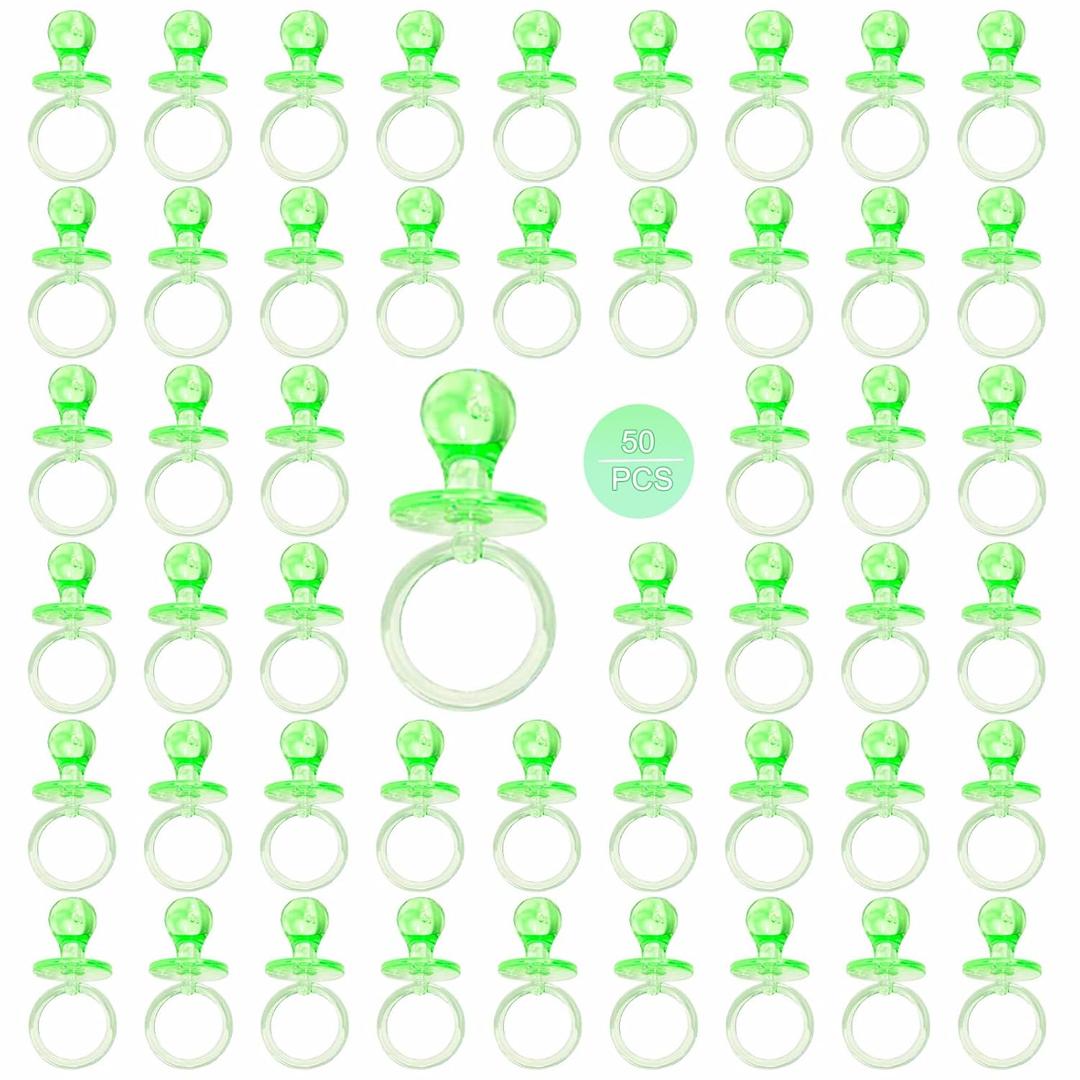 50 Pieces 2.75 Inch Baby Pacifier Baby Shower Plastic Pacifier for Baby Shower Pacifier, Baby Shower Gender Show Party Decoration DIY Birthday Party Gift (Green)