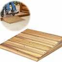Wooden Threshold Ramp for Home Steps, 5" Rise Doorway Ramp with Non-Slip Grooves, Door Ramp for Wheelchair/Walker/Cart/Scooter, (31.4 W*5.0" H, Solid Pine Wood, 600LBS Capacity)
