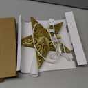 Brightown-Christmas-Tree-Topper, Christmas Star Tree Topper Lighted 3D Hollowed Gold Pentagram Built-in 10 Bulbs Golden Glitter Sparkling Plug in Vintage Indoor Holiday Xmas Decorations Ornaments