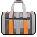 Airline Approved Soft Sided Cat Carrier and Small Dog Crate up to 18lbs - Lightweight Cats Bag Carrier for Pets with Litter Pocket for Kittens and Puppies (Gray and Orange, Large)