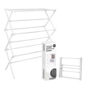 Enhanced Clothes Drying Rack | Foldable Drying Rack Clothing for Laundry | Small Collapsible Portable Dryers for Laundry | Use for Indoor & Outdoor | White 37.5"x29"x12"