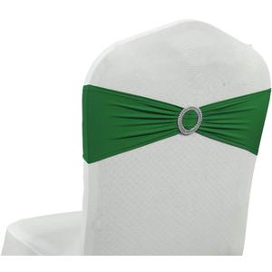 VDS - Green | Spandex Chair Sashes Bows | 25 PCS | Stretch Elastic Banquet Universal Folding Chair Band Tie with Silver Buckle Slider for Wedding Party Conference Celebration Event Decoration