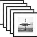 VIOLABBEY 18x18 Frame Set of 5, Black Picture Frames for 12x12 with Mat Spuare Photos Gallery Wall Frame