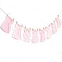 Pink Gingham Baby Dress Bodysuit Banner - Bow Gender Reveal Baby Shower Banner,Floral And Gingham Decorations,Pink Floral Milestone Nursery Decor Keepsake Garland(pink)