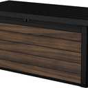 Keter Signature Collection 150 Gallon Resin Deck Box Organization and Storage for Patio Outdoor Cushions, Throw Pillows, Garden Tools and Pool Supplies, Rosewood