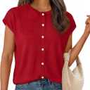 MEROKEETY Women's Summer Cap Short Sleeve Sweater Vest 2026 Lightweight Button Down Cardigans Spring Casual Trendy Tops (Medium, Red)