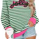 ASTANFY Jolly Sweatshirt Christmas Sequins Sweatshirts Women Glitter Patch Crewneck Sweater Xmas Long Sleeve Pullover (Green, XL)