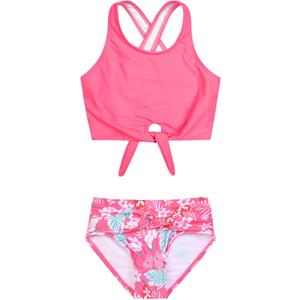 Mirawise Girls Swimsuits Swimwear Bathing Suit Beach Bikini Two Piece Tie Front Swimsiuts 10-11Y