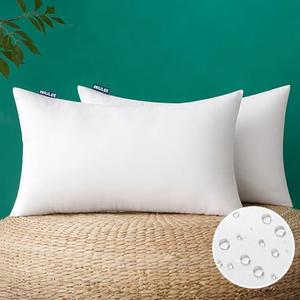 MIULEE Pack of 2 14x22 Inch Outdoor Pillow Inserts Waterproof Decorative Throw Pillow Insert, Rectangle Lumbar Garden Pillow Form for Patio Sofa Couch