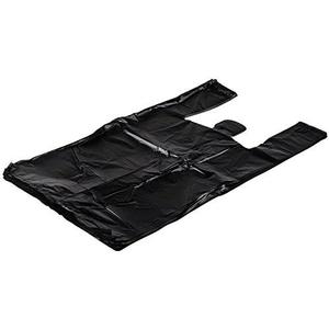 ROYAL Large Plastic Grocery Reusable T-shirts Carry-out Bag Plain Black 12 X 6 X 21 (1000ct, Black)