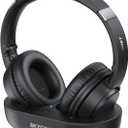 Wireless Headphones for TV, TV Headphones Wireless for Seniors with Transmitter Charging Base, Perfect Audio Sync, Ideal Gift for The Mom, Seniors, Parents (Black)