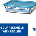 Anchor Hocking SnugFitTM Rectangular Food Storage Containers with Lids (4-Piece, 6-cup, Teal, oven-safe), Large