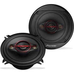 PIONEER TS-501M 4-Way Coaxial Car Audio Speakers (Pair) - 5-1/4" Round, 300 W Max Power, Black and Red