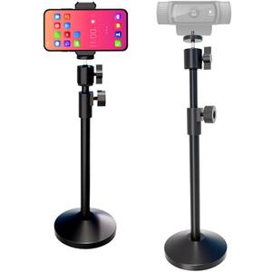 Webcam Stand with Phone Holder, Extendable Desktops Tripod Camera Stand Mount for Logitech Webcam C922 C930e C920S C920 C615 C960 C920x BRIO 4K NexiGo N60, Ring Light, GoPro, with 1/4" Thread