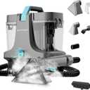 Starrybot Portable Carpet Cleaner Machine with Steam and Heating Techology,18Kpa Powerful Suction with Versatile Tools for Pets, Couch,Spot Cleaner for Stairs/Furniture/Rug(Gray)(AC0202)