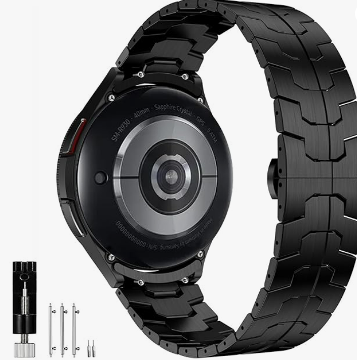Olytop No Gap Metal Bands Compatible with Samsung Galaxy Watch 6 5 4 Band Pro Classic 43mm 47mm 45mm 40mm 44mm 42mm 46mm, 20mm Gapless Business Replacement Strap Men Solid Stainless Steel