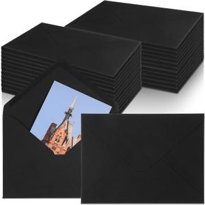 200 Pack Black Envelopes for Invitation 5 x 7, A7 Invitation Envelopes with V Flap Self Seal Wedding Envelope for Invitations Christmas Holiday Small Gift Posters