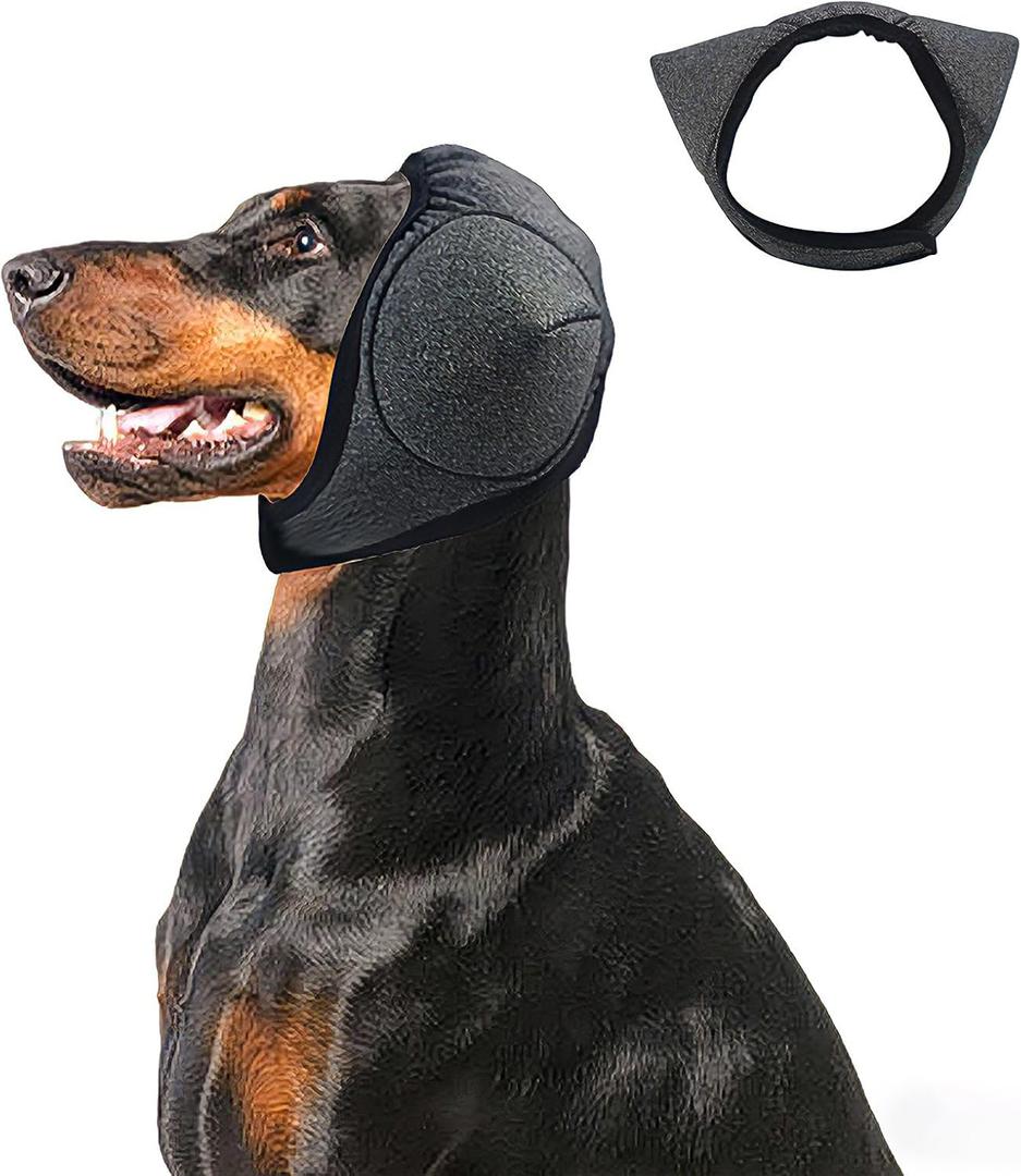 Adhiper Upgrade Dog Ear Muffs Wraps Noise Protection Quiet Ears, Elastic Waterproof Dog Ear Covers for Grooming, Bath, Drying, Swim & Anxiety Relief Reserved Ear Room Design (Gray/Small)