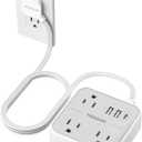 TESSAN Ultra Thin Flat Extension Cord 5 FT, Slim Power Strip with USB Ports (1 USB C), Surge Protector Flat Plug Wall Charger with 3 Outlets for Office, School, Dorm Room Essentials