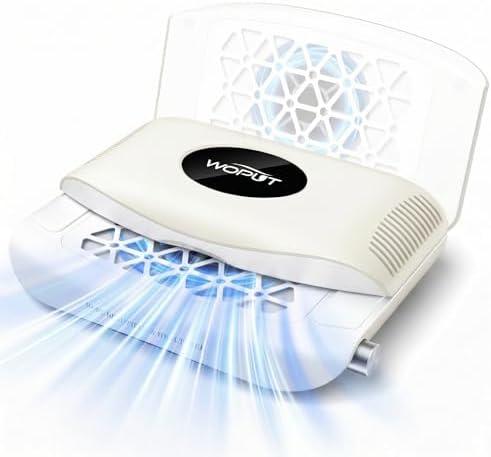 Woput Nail Dust Collector, 14700RPM Foldable Dual-Turbo Fan with 30 Filter Papers for Acrylic Nails Salon & Home - Off White