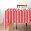 3 Pieces Pink and Red Striped Tablecloth Waterproof Plastic Stripe Tablecloth Rectangle Table Cover for Home Kitchen Party Picnic Table Decoration, 54" x 108"