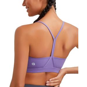 RUNNING GIRL Y-Back Sports Bras for Women, Medium Impact Wirefree Padded Bra Workout Crop Top Longline Sports Bra Push up (Purple, S)