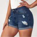 Women's Denim Shorts Summer Lady Clothing High Waist Denim Shorts Women Fringe Frayed Ripped Short Jeans L
