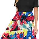AUSELILY Women's Short Sleeve Summer Dress Pleated Loose Swing Knee Length Dresses with Pockets 2026 New (XL)
