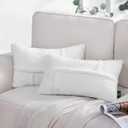 Phantoscope Pack of 2 Sherpa Solid Throw Decorative Pillow Cover Decorative Faux Fur Fluffy Cushion Cases Soft Pillow Cases for Bedroom/Couch, White 12 x 20 Inches