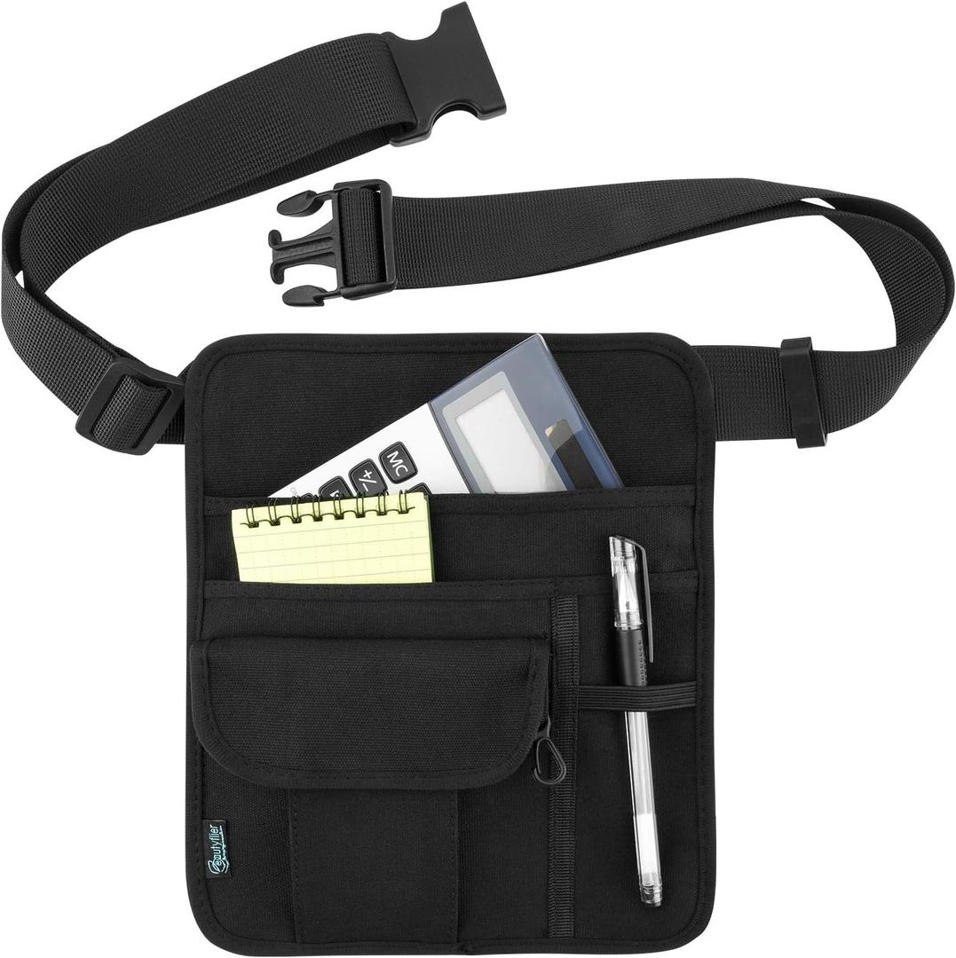 Beautyflier Premium Quality Waiter/Maid Waist Money Pouch - Restaurant/Hotel Bar Apron Bag With Adjustable Belt (8.25 x 10", Black)